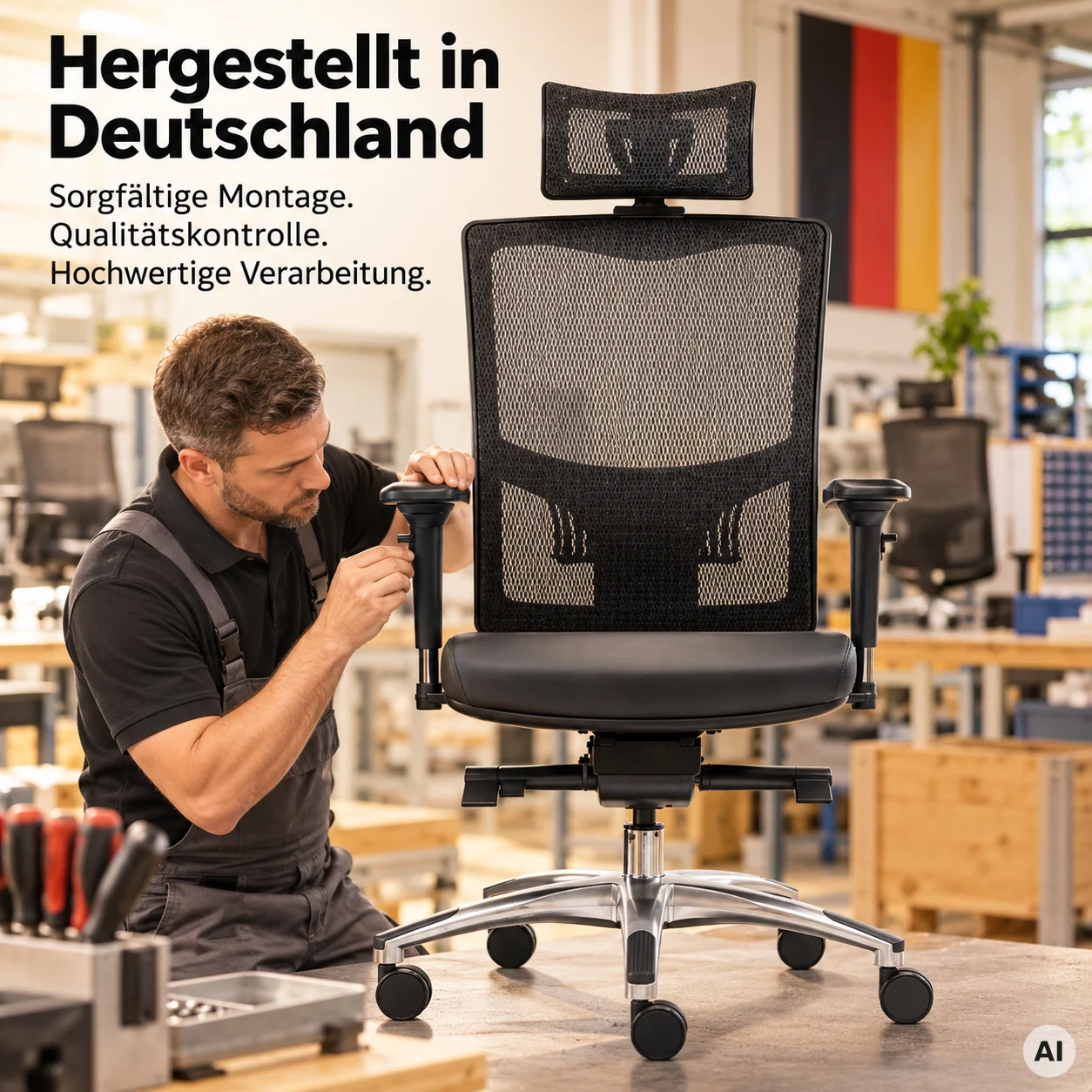 Liberty L mit Kopfstütze - Allrounder Netz-Bürostuhl